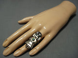 Huge!! Vintqage Native American Jewelry Navajo Turquoise Sterling Silver Kachina Ring Old-Nativo Arts