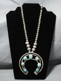 Huge Xxl Vintage Native American Jewelry Navajo Turquoise Sterling Silver Naja Necklace Old-Nativo Arts