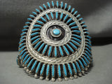Huge Zuni/ Navajo Needle Turquoise 'Native American Jewelry Silver Wave' Bracelet-Nativo Arts