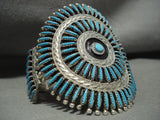 Huge Zuni/ Navajo Needle Turquoise 'Native American Jewelry Silver Wave' Bracelet-Nativo Arts