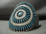 Huge Zuni/ Navajo Needle Turquoise 'Native American Jewelry Silver Wave' Bracelet-Nativo Arts