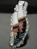 Huge Zuni Vintage Turquoise Eldred Martinez Native American Jewelry Silver Pearl Ring-Nativo Arts