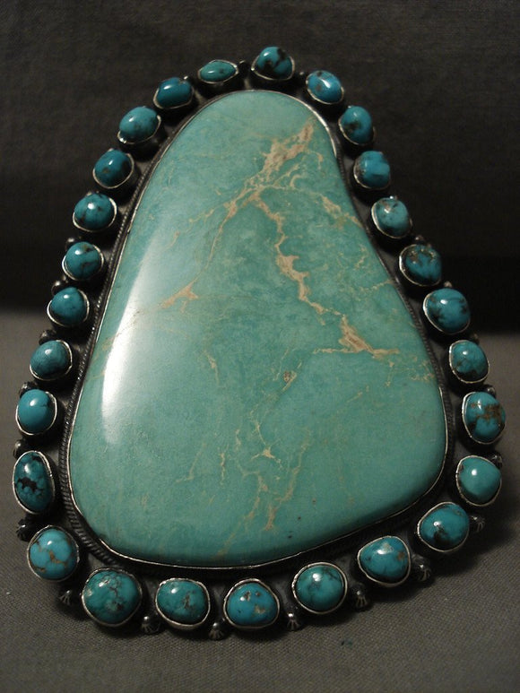 Humongous 148 Grams Monster Navajo Turquoise Snake Eye Native American Jewelry Silver Bracelet-Nativo Arts