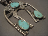 Humongous Vintage Navajo horseshoe Naja Native American Jewelry Silver Turquoise Necklace Old-Nativo Arts
