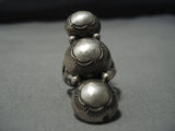 Humongous Vintage Navajo Sterling Silver Triple Bead Native American Jewelry Ring Old-Nativo Arts