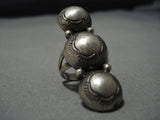 Humongous Vintage Navajo Sterling Silver Triple Bead Native American Jewelry Ring Old-Nativo Arts