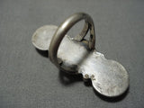 Humongous Vintage Navajo Sterling Silver Triple Bead Native American Jewelry Ring Old-Nativo Arts