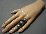 Humongous Vintage Navajo Sterling Silver Triple Bead Native American Jewelry Ring Old-Nativo Arts