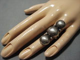 Humongous Vintage Navajo Sterling Silver Triple Bead Native American Jewelry Ring Old-Nativo Arts