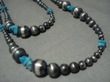 Hundreds Of Handmade Native American Jewelry Silver Beads Blue Turquoise Navajo Wrap Around Necklace-Nativo Arts