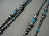 Hundreds Of Handmade Native American Jewelry Silver Beads Blue Turquoise Navajo Wrap Around Necklace-Nativo Arts