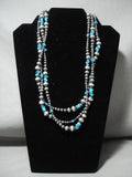 Hundreds Of Handmade Native American Jewelry Silver Beads Blue Turquoise Navajo Wrap Around Necklace-Nativo Arts