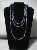 Hundreds Of Handmade Native American Jewelry Silver Beads Navajo Lapis Wrap Around Native American Jewelry Silver Necklace-Nativo Arts