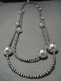 Hundreds Of Handmade Native American Jewelry Silver Beads Navajo Sterling Native American Jewelry Silver Necklace-Nativo Arts