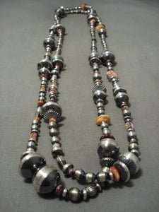 Hundreds Of Handmade Native American Jewelry Silver Beads Navajo Wrap Around Coral Necklace-Nativo Arts