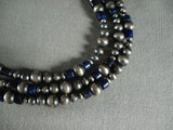 Hundreds Of Native American Jewelry Silver Beads Navajo Lapis Necklace-Nativo Arts