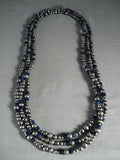 Hundreds Of Native American Jewelry Silver Beads Navajo Lapis Necklace-Nativo Arts