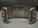 Husky Vintage Navajo 'Squared Turquoise' Native American Jewelry Silver Bracelet Old-Nativo Arts