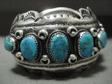 Hvy And Crazy Vintage Navaj Turquoise Native American Jewelry Silver Sun Bracelet Old-Nativo Arts