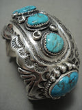 Hvy And Crazy Vintage Navaj Turquoise Native American Jewelry Silver Sun Bracelet Old-Nativo Arts