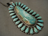 Hvy And Huge Pendant Natural Turquoise Vintage Navajo Native American Jewelry Silver Necklace-Nativo Arts