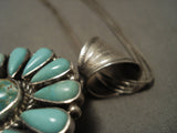 Hvy And Huge Pendant Natural Turquoise Vintage Navajo Native American Jewelry Silver Necklace-Nativo Arts