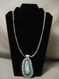 Hvy And Huge Pendant Natural Turquoise Vintage Navajo Native American Jewelry Silver Necklace-Nativo Arts