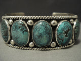 Hvy Navajo **domed Green Turquoise** Sterling Native American Jewelry Silver Bracelet-Nativo Arts