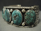 Hvy Navajo **domed Green Turquoise** Sterling Native American Jewelry Silver Bracelet-Nativo Arts