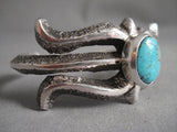 Hvy Navajo Tufa Casted Native American Jewelry Silver Earth Blue Turquoise Native American Jewelry Silver Bracelet-Nativo Arts