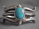 Hvy Navajo Tufa Casted Native American Jewelry Silver Earth Blue Turquoise Native American Jewelry Silver Bracelet-Nativo Arts