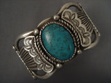 Hvy Old Navajo Domed Turquoise Native American Jewelry Silver flank Bracelet-Nativo Arts