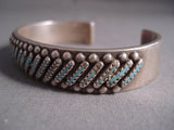 Hvy 'Slanted Needle Turquoise' Vintage Navajo/zuni Native American Jewelry Silver Bracelet-Nativo Arts