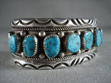 Hvy Vintage Navajo Deep Blue Turquoise Native American Jewelry Silver Wave Bracelet-Nativo Arts