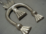 Hvy Vintage Navajo Native American Jewelry Silver Long Naja Necklace Old-Nativo Arts