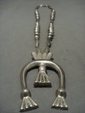 Hvy Vintage Navajo Native American Jewelry Silver Long Naja Necklace Old-Nativo Arts