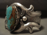 Hvy Vintage Navajo 'Natural Royston Turquoise' Native American Jewelry Silver Bracelet-Nativo Arts