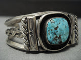 Hvy Vintage Navajo 'Rarest Kingman Deposit' Turquoise Native American Jewelry Silver Twist Bracelet-Nativo Arts