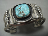 Hvy Vintage Navajo 'Rarest Kingman Deposit' Turquoise Native American Jewelry Silver Twist Bracelet-Nativo Arts