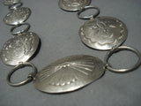 Hvy Vintage Navajo Sterling Native American Jewelry Silver Pounded Sterling Native American Jewelry Silver Concho Belt Necklace-Nativo Arts