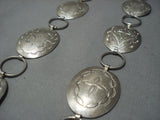 Hvy Vintage Navajo Sterling Native American Jewelry Silver Pounded Sterling Native American Jewelry Silver Concho Belt Necklace-Nativo Arts