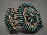 Hvy Vintage Zuni Js Bellson Needlepoint Turquoise Bracelet-Nativo Arts