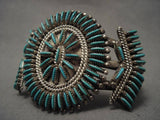 Hvy Vintage Zuni Js Bellson Needlepoint Turquoise Bracelet-Nativo Arts