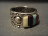 Im Portant Vintage Navajo Ray Adakai Turquoise Native American Jewelry Silver Ring Size 10-Nativo Arts