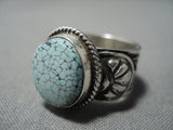 Important #8 Turquoise Vintage Native American Jewelry Navajo Darrell Cadman Sterling Silver Ring Old-Nativo Arts