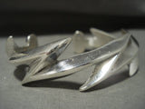 Important Aaron Anderson 'Lightning Bolt' Native American Jewelry Silver Navajo Bracelet-Nativo Arts