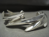 Important Aaron Anderson 'Lightning Bolt' Native American Jewelry Silver Navajo Bracelet-Nativo Arts