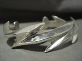 Important Aaron Anderson 'Lightning Bolt' Sterling Native American Jewelry Silver Bracelet-Nativo Arts