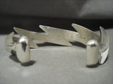 Important Aaron Anderson 'Lightning Bolt' Sterling Native American Jewelry Silver Bracelet-Nativo Arts