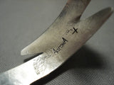 Important Aaron Anderson 'Lightning Bolt' Sterling Native American Jewelry Silver Bracelet-Nativo Arts